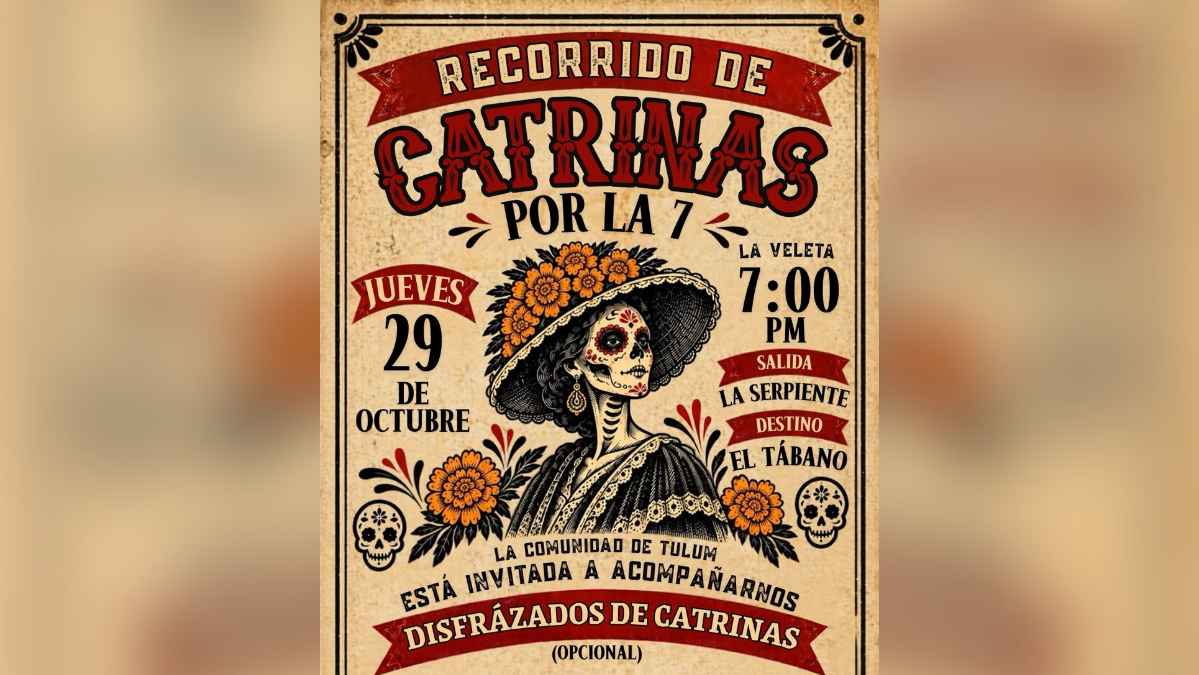 Catrina Parade Along Calle 7 — La Veleta, Tulum